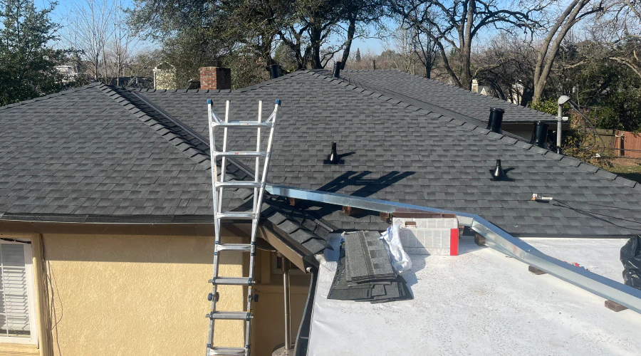 ongoing construction of roof gutters